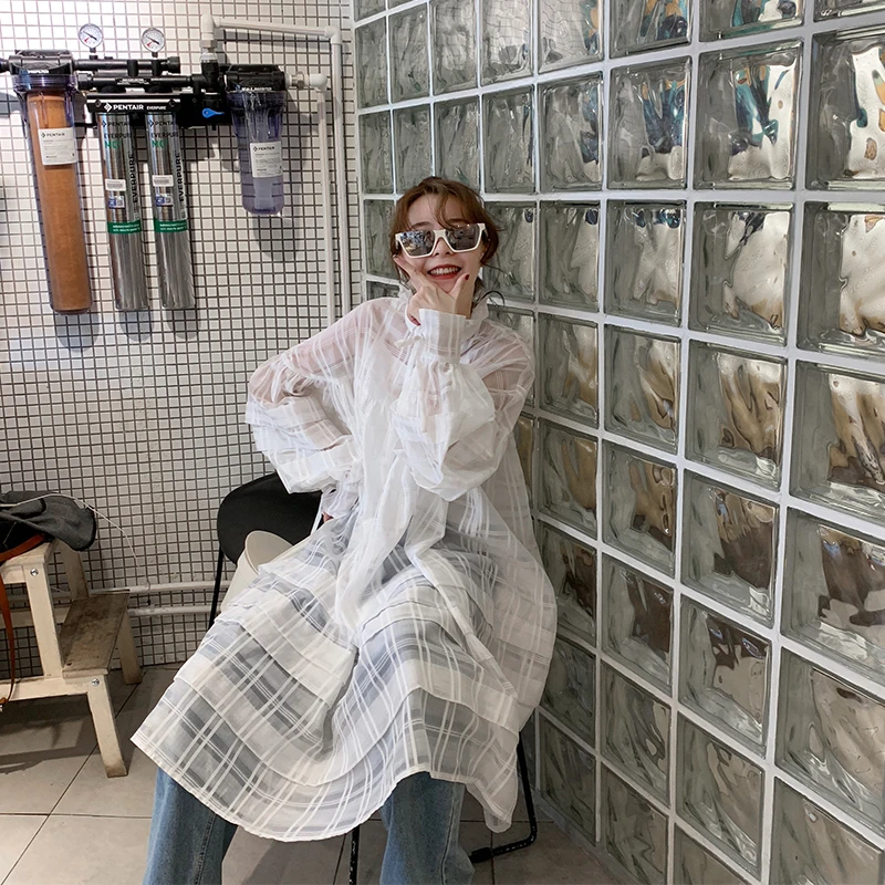 Женское платье двойка LANMREM белое повседневное с длинными рукавами фонариками