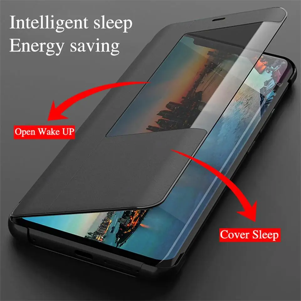 Умный кожаный прозрачный зеркальный чехол с окном для Hawei mate 10 20Pro 20X huawei P20Lite P20 30 Pro