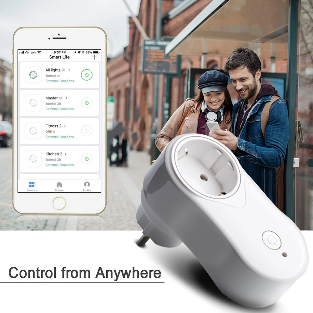 Умная розетка с Wi Fi штепсельная вилка европейского стандарта работает Amazon Alexa Google