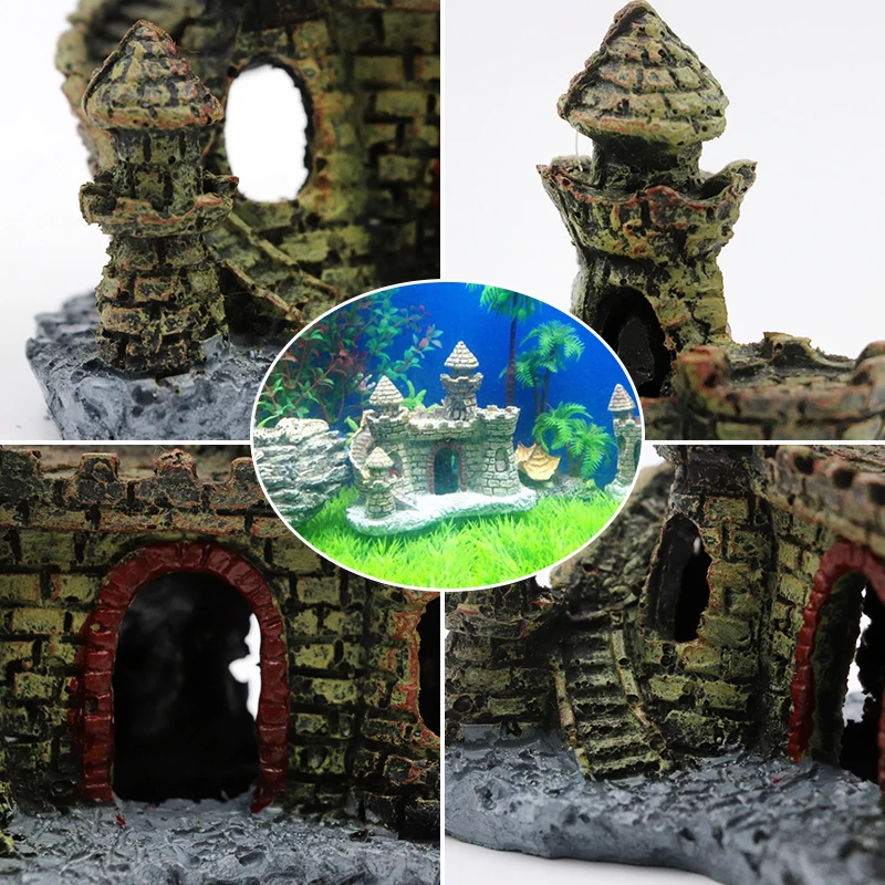 Artificial Cartoon Castle Aquariums Decorations Tower Ornaments Fish Tank Aquarium Accessories Decoration | Дом и сад