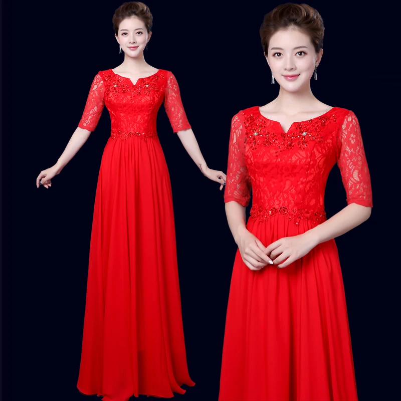 

2019 Stage Costumes For Singers Disfraz Hanfu Chorus Dress New Long Group Show Female Middle - Aged And Old Conductor Stage