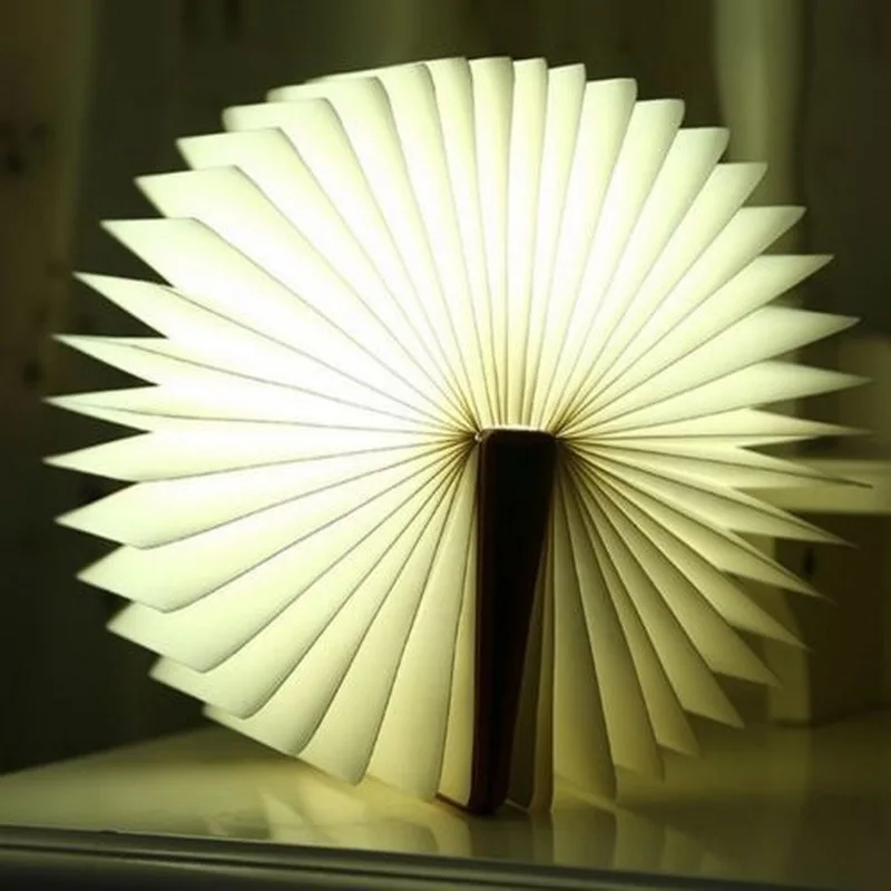 

Creative Wooden Book Shape Rechargeable Usb Led Light Lamp Romantic Wireless Nightlights