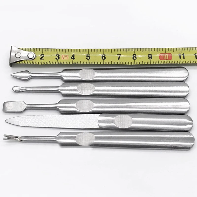 5pcs/Set Nail Cuticle Pusher Remover Stainless Steel Manicure Art Tool Set | Красота и здоровье