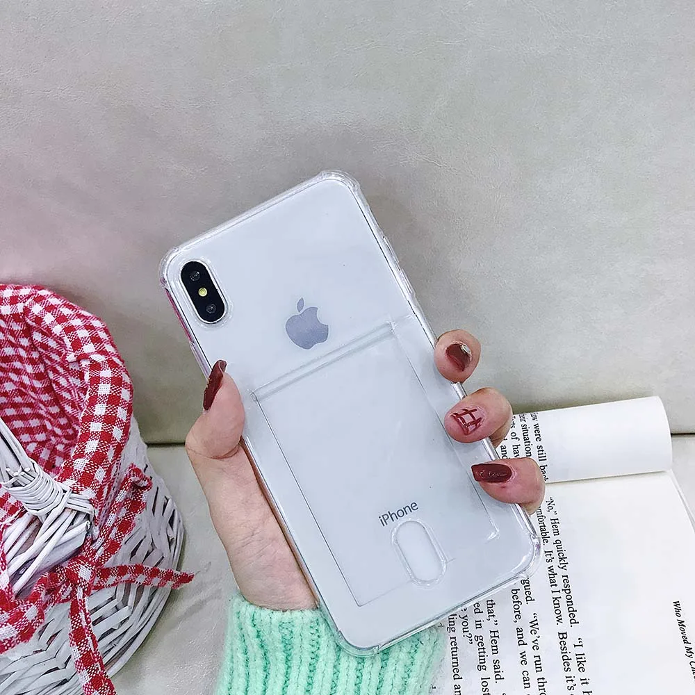 KISSCASE прозрачный силиконовый чехол для телефона с отделением карт iPhone 6 6s 5 S SE