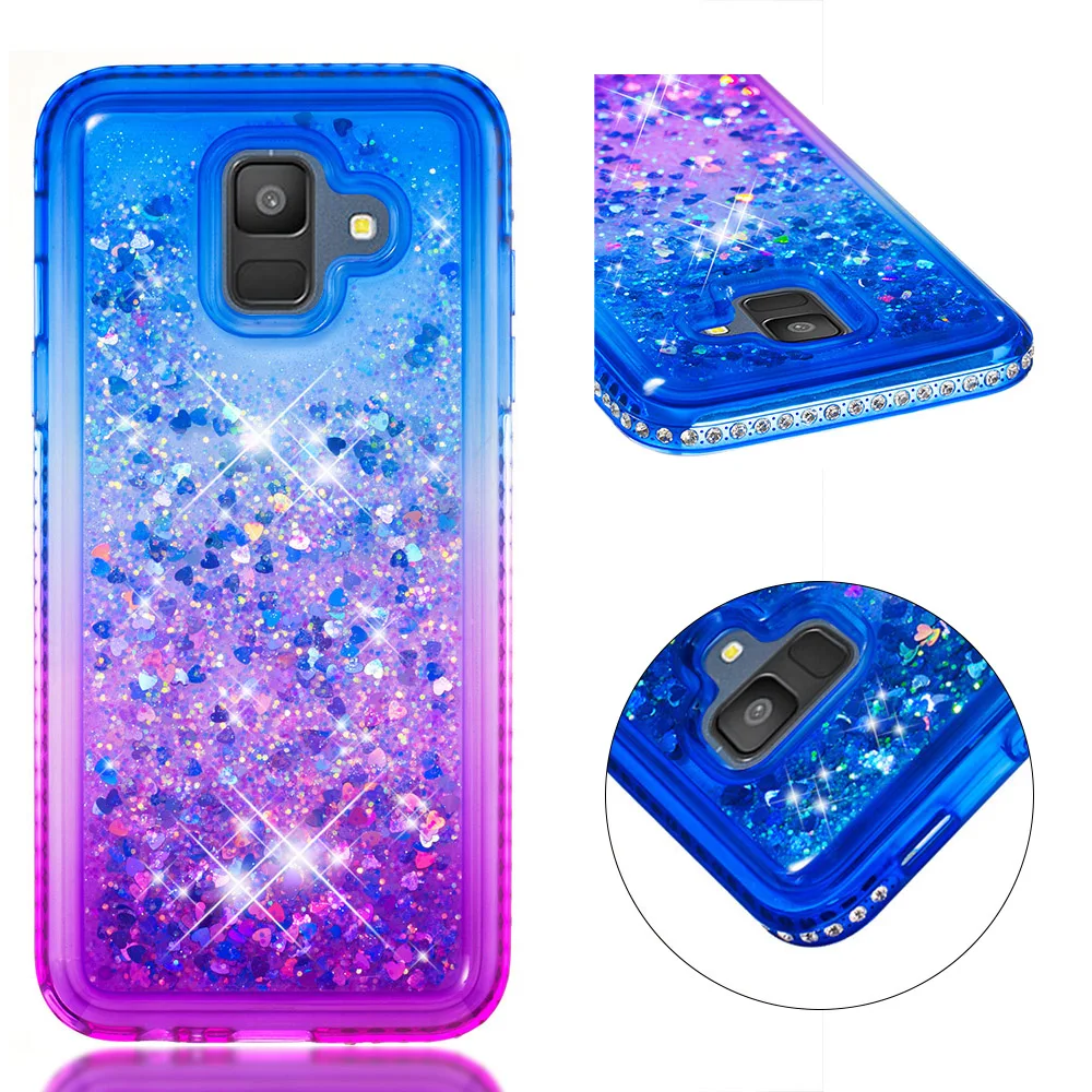 Для samsung Galaxy A6 2018 плюс A7 A9 чехол блеск градиент зыбучие пески мягкий для A5 2017