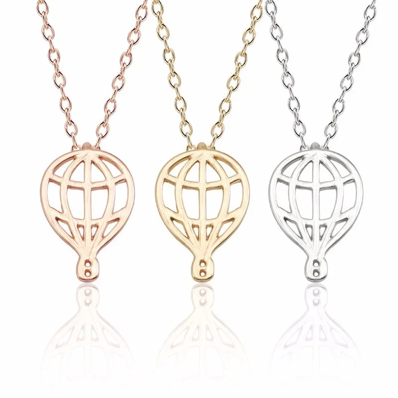 

Trendy Necklace For Women Hip Hop Hot Air Balloon Pendant Men Jewelry Hollow Double Side Balloon Metal Xmas Necklaces&Pendants