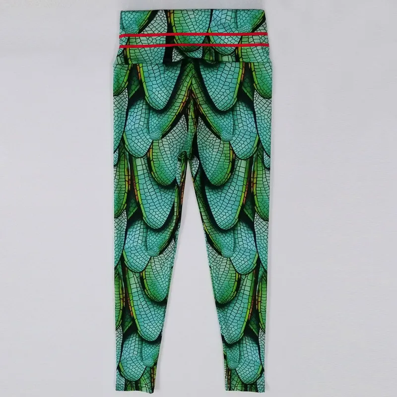 New Green Fitness Yoga Pants Slim High Waist Sport Leggings Gym Women Elastic Printed Tights for Running Jogging Tummy Control