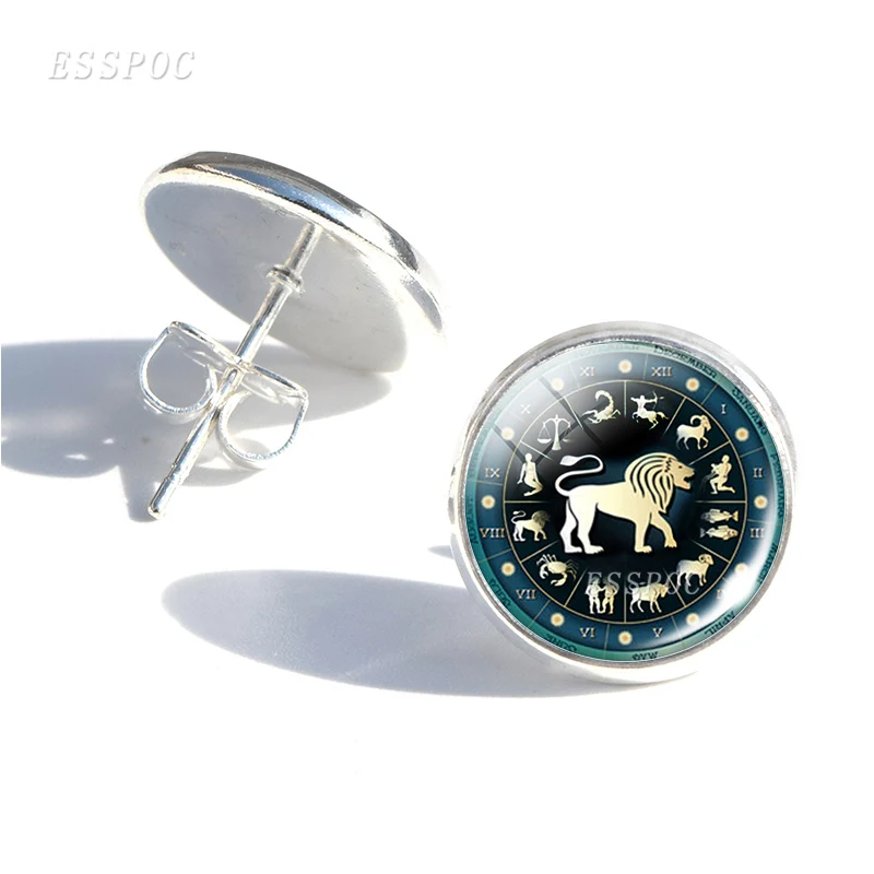 New High Quality Zodiac Sign Stud Earrings Leo Taurus Virgo For Women Men Fashion Constellation Jewelry Birthday Gift