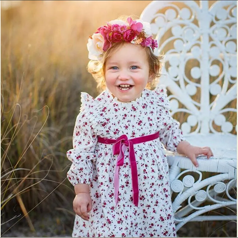 pudcoco Kids Baby Girl Floral Dress Bebe Girls Cotton belt Princess Lace Party Pageant Dresses 1-5T | Детская одежда и обувь
