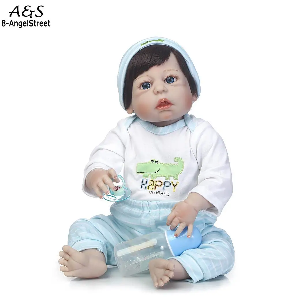Детские мягкие силиконовые реалистичные с одеждой Reborn Baby Doll унисекс синий от 2 до