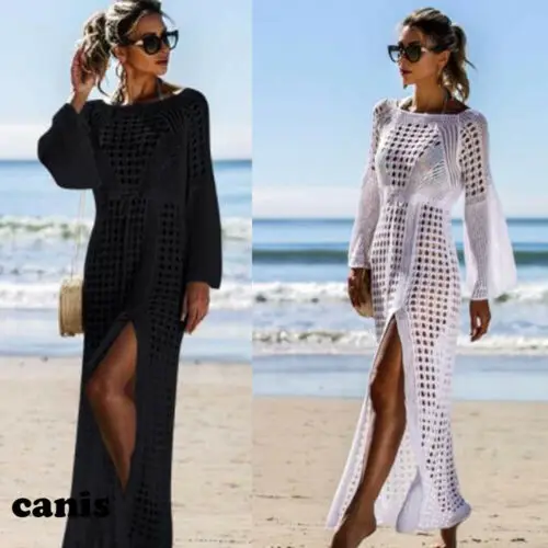 Женское трикотажное пляжное платье длинное открытое для купания новинка