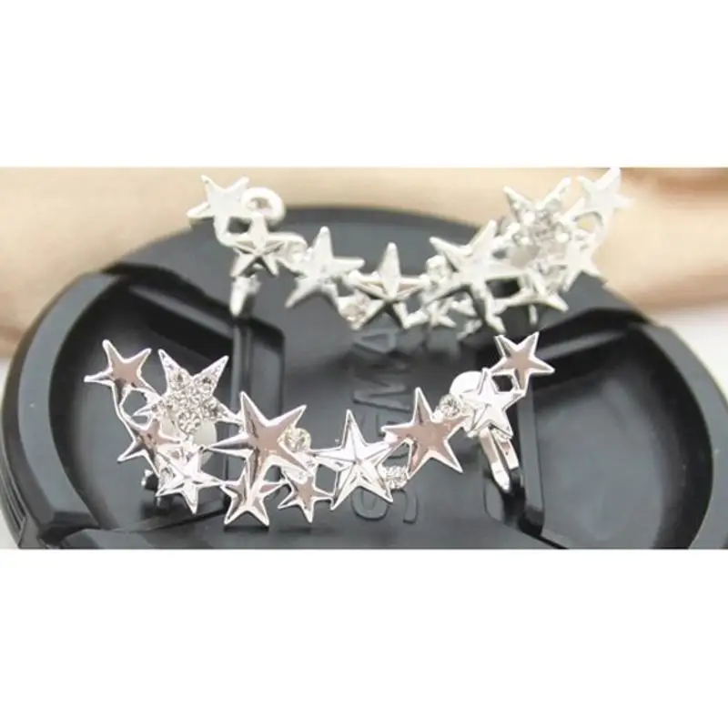 1 пара модных серебряных звездочек клипсы для ушей серьги манжеты женщин простые