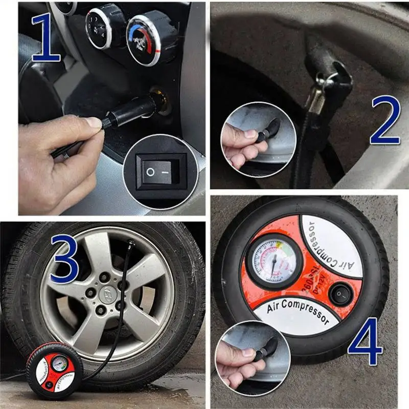 Портативный автомобильный воздушный насос с шинами 260PSI 12 В надувной