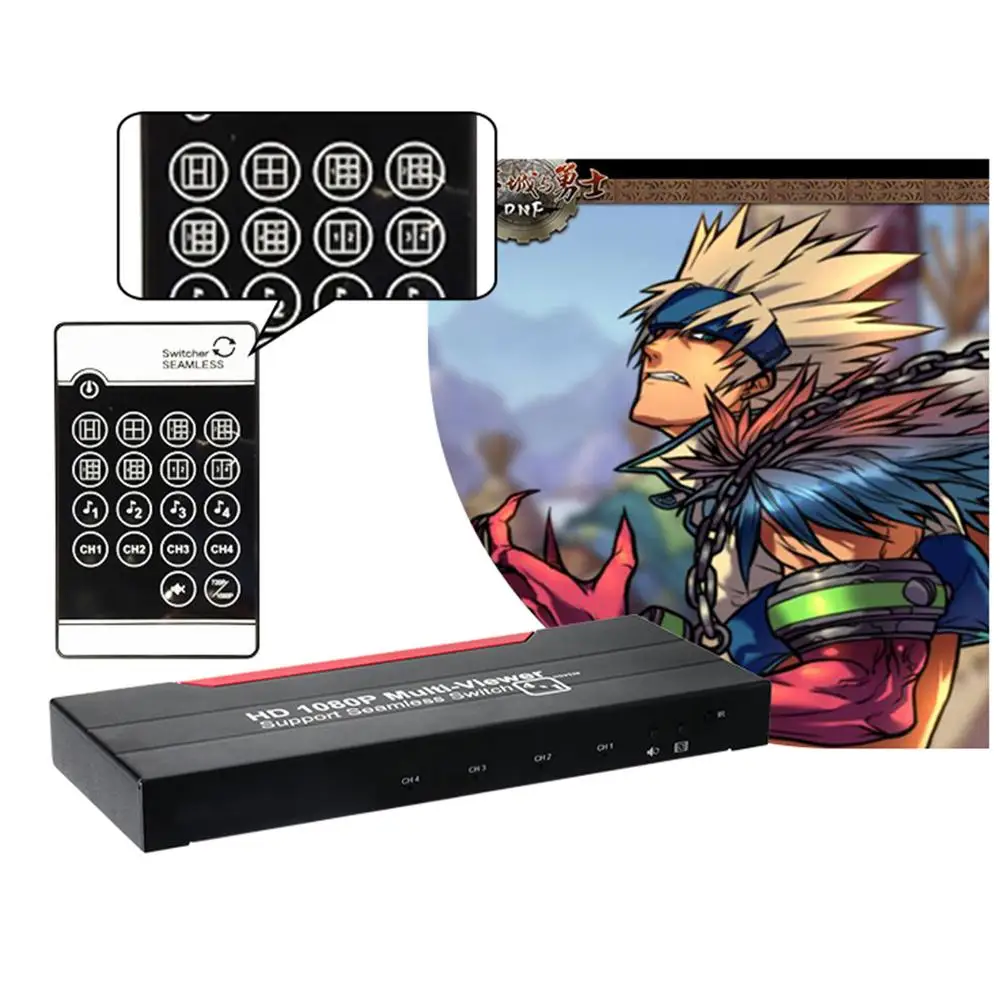 TreasLin Hdmi 4X1 Quad Multi Viewer с бесшовным переключателем ИК беспроводным пультом