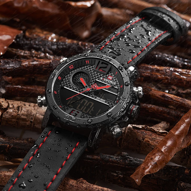 Часы NAVIFORCE мужские спортивные водонепроницаемые с двойным дисплеем 30 м|Мужские