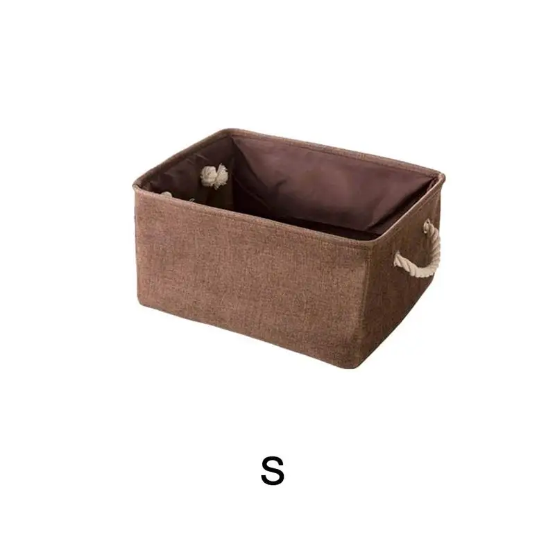 Japan Korea Style Linen Canvas Clothes Storage Box Finishing Case Simple Desktop Daily Supplies Blouse Basket Brown | Дом и сад