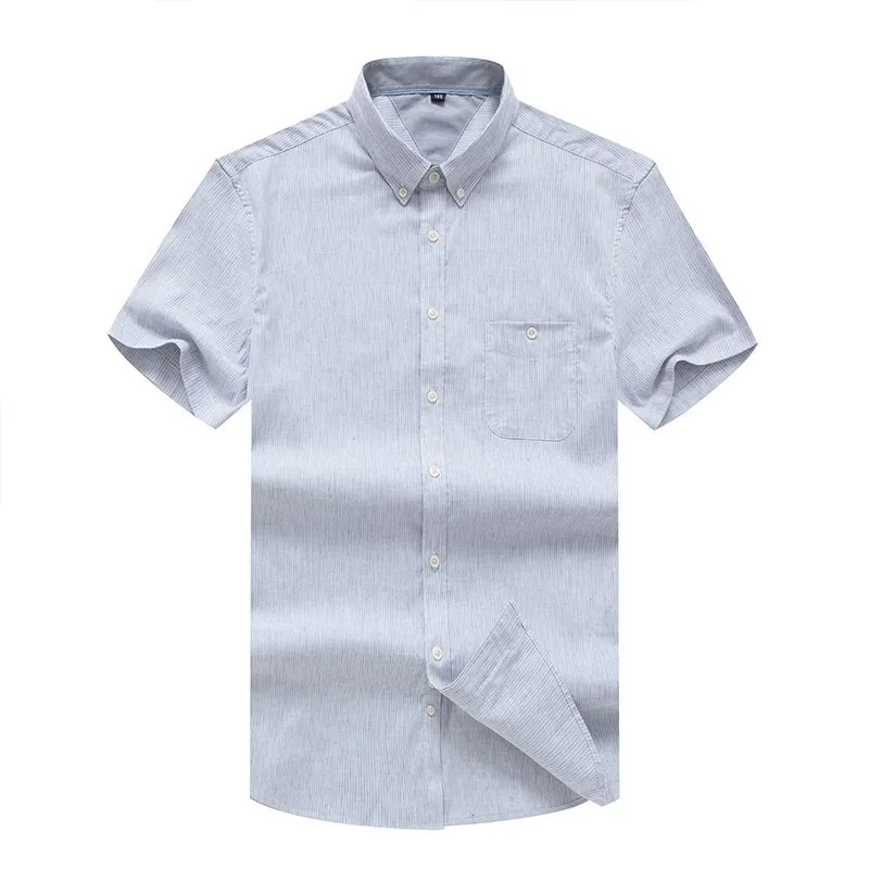 

8XL 7XL 6XL Plus Size High Quality Casual Oxford Shirt Men Summer Striped Slim Fit Leisure Short Sleeve Shirts Men Chemise Homme