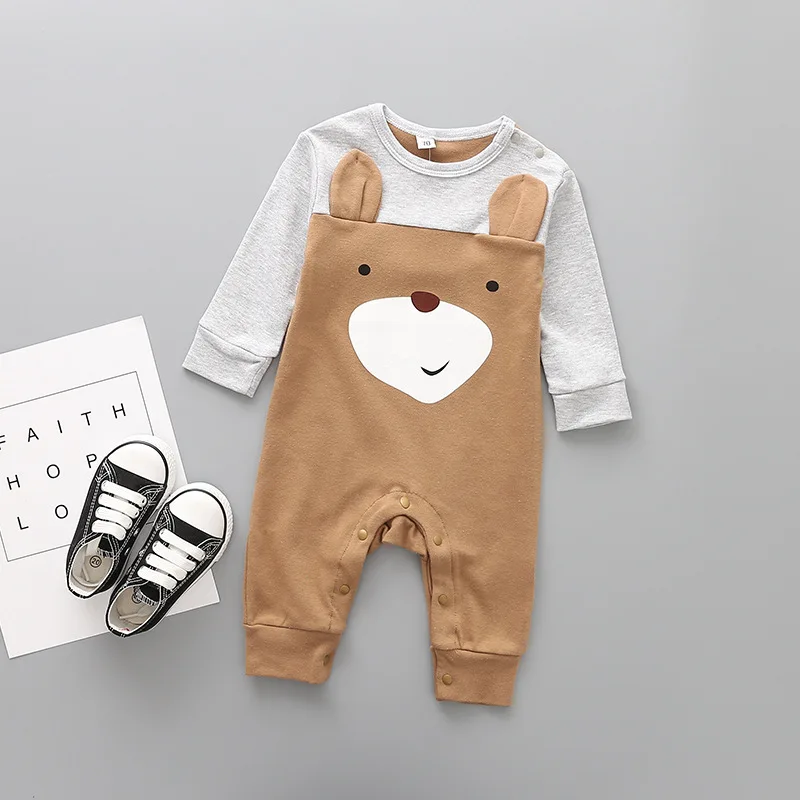 Комбинезон с длинным рукавом 0-2 лет для девочек и мальчиков хлопок 2019 цвета в