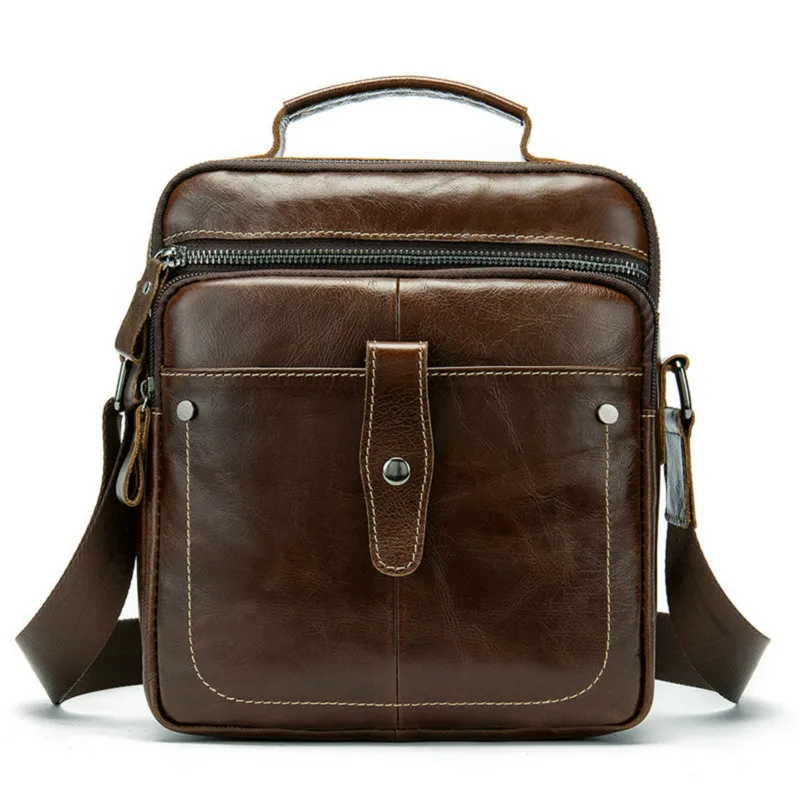 Продукт Натуральная кожа Мужская сумка для отдыха Вертикальная секция