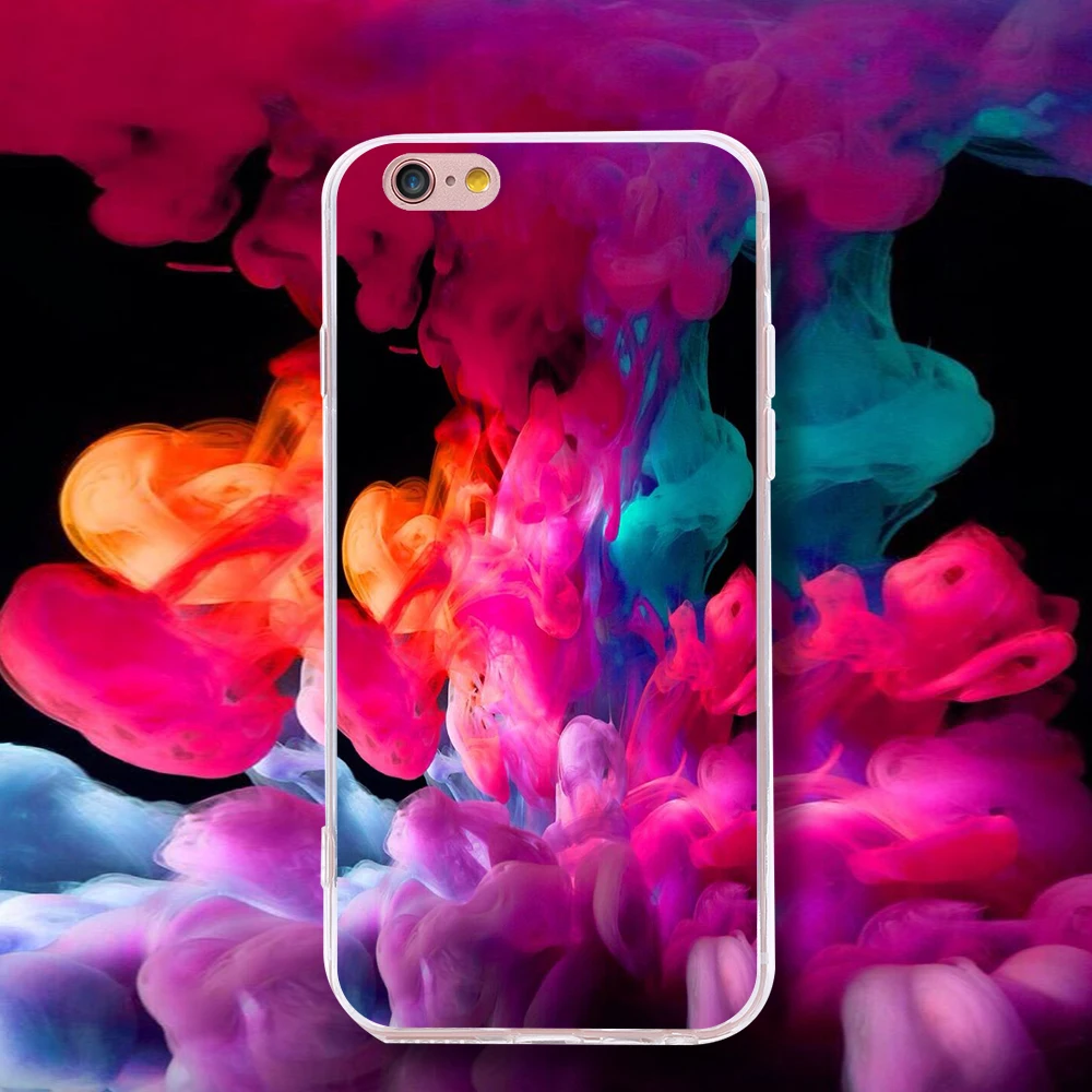 Мягкий ТПУ чехол KISSCASE для iPhone X 8 7 6 6S Plus цветной с рисунком брызг чернил 4 4S 5 5C 5S SE