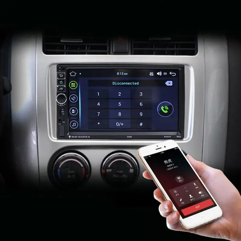 7 &quot2 Din сенсорный экран автомобильный стерео MP5 плеер 4 ядра Android OS Bluetooth WIFI GPS