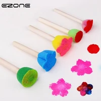 ezone 5pcs diy wooden sponge graffiti painting brushes for kid drawing toys kindergarten early educational toy stationery supply