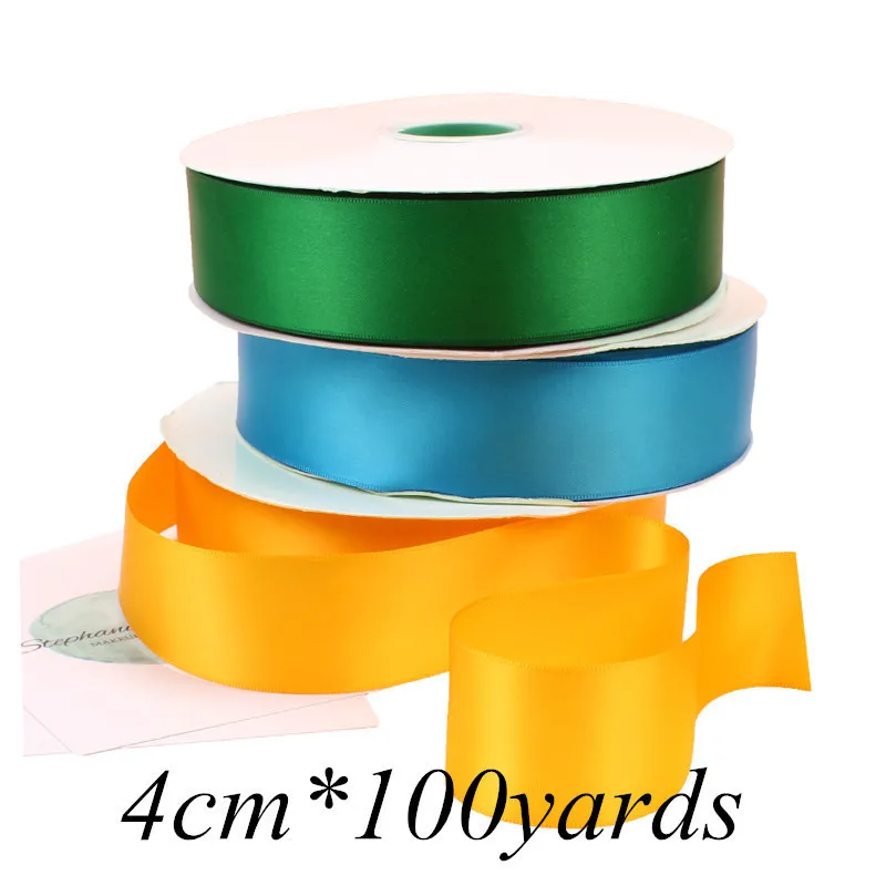 

4cm*100 Yards 33 Color Silk Satin Ribbon Wedding Party Decoration Gift Wrapping Xmas Apparel Sewing Fabric Clothing Accessories