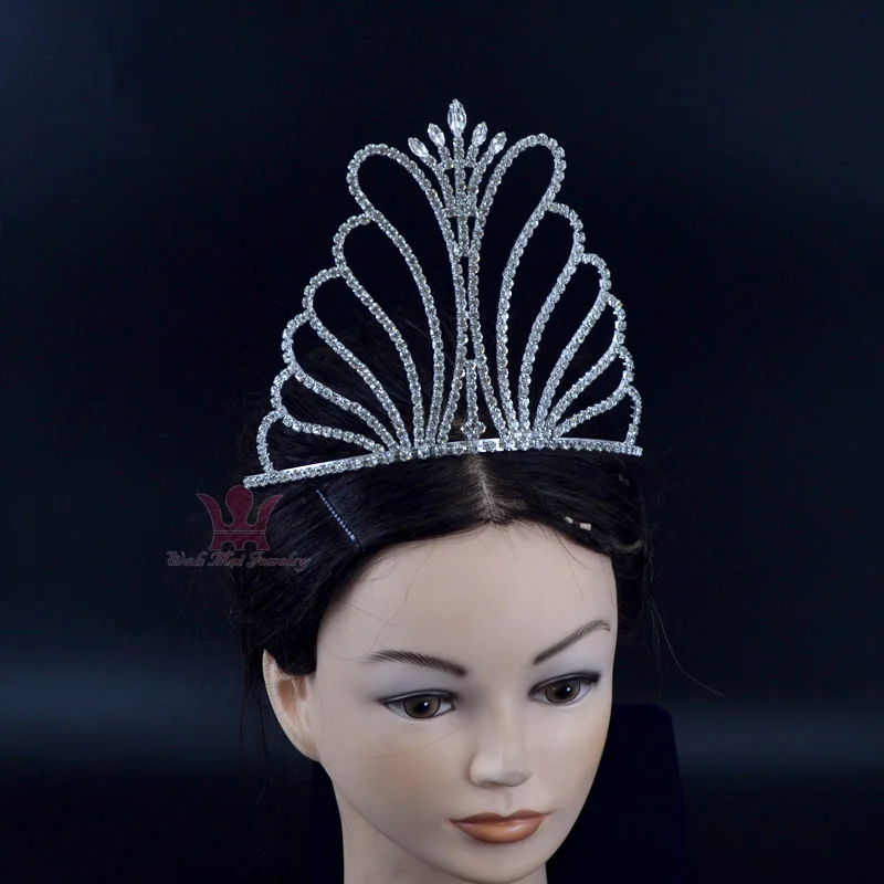 Свадебные украшения Miss beauty тиара с высокой короной стразы кристаллами свадебные