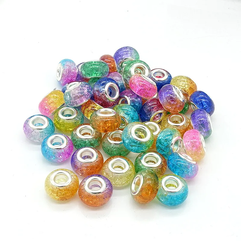 TTBEADS 1 шт. Европейский Шарм-бисер из серебристой смолы для ожерелья браслета