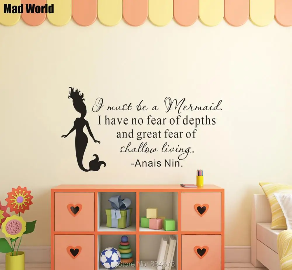 

Mad World-Mermaid I Must Be A Mermaid Quote Wall Art Stickers Wall Decal Home DIY Decoration Removable Room Decor Wall Stickers