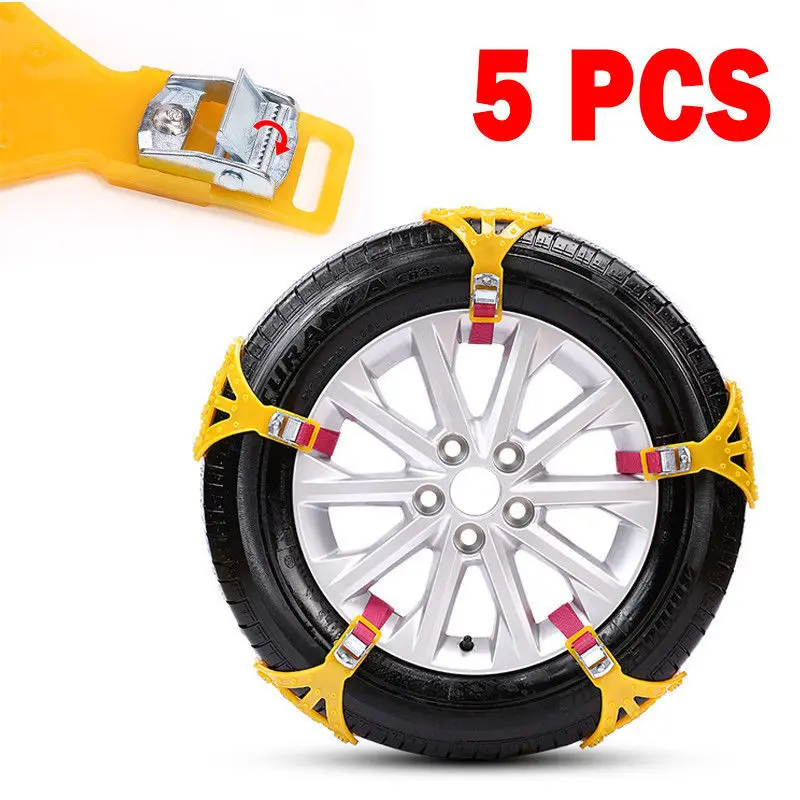 5Pcs Universal Car Truck Safety Tire Wheel Anti-skid Snow Chain Low Temperature
