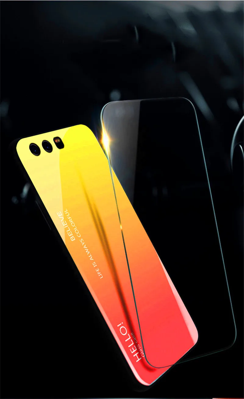 Чехол для Huawei P 10 P10 VTR L09 L29 чехол с градиентом Авроры закаленное стекло задняя