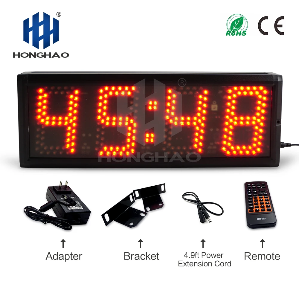 Большие светодиодные часы 5 дюймов 6 цифр полунаружные настенные высокая яркость