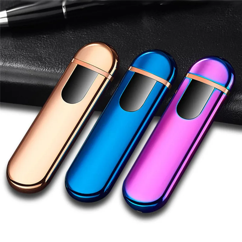 Мини зажигалка с защитой от отпечатков пальцев USB ветрозащитная беспламенная
