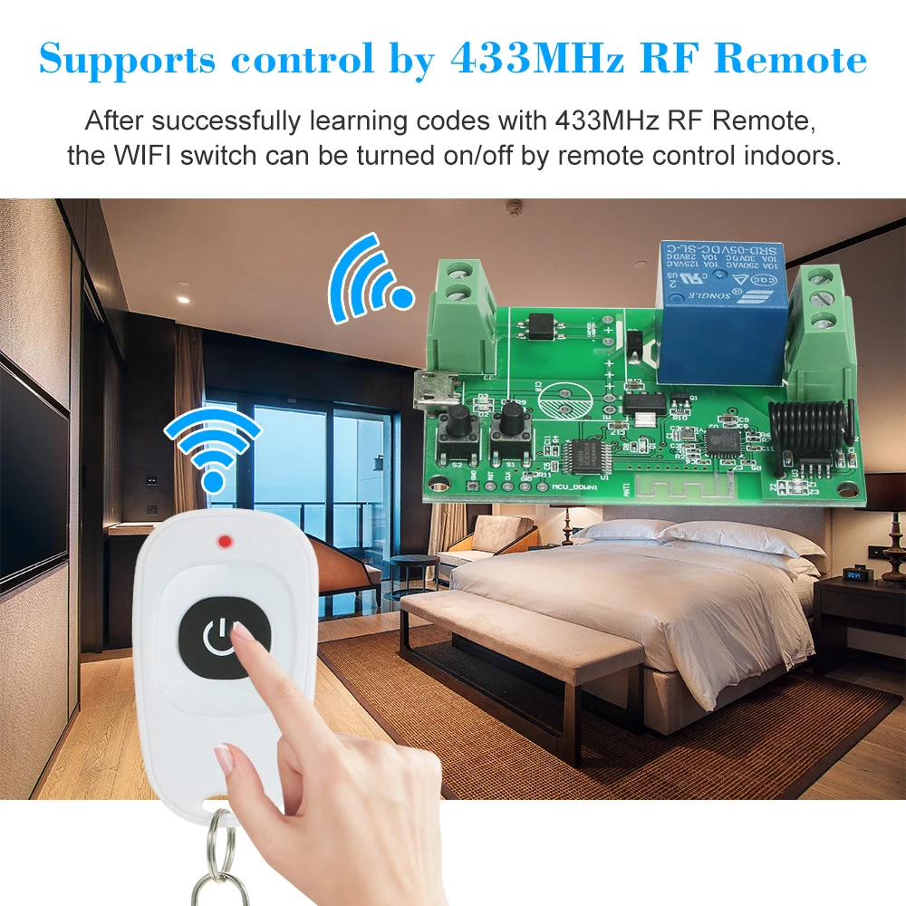 1 шт. беспроводной релейный модуль Wifi RF 433 МГц пульт дистанционного управления +