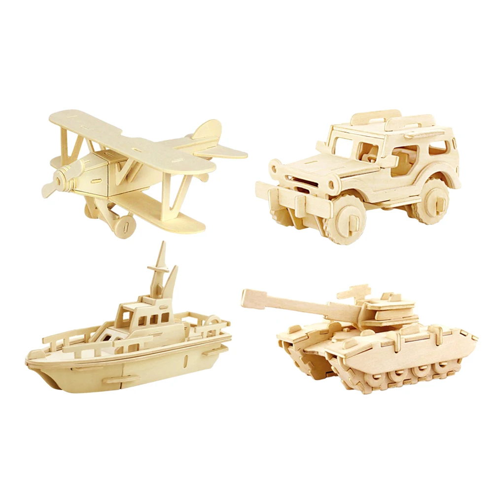 4 шт. деревянный Танк образовательный самообороны бронированный 3D ракета