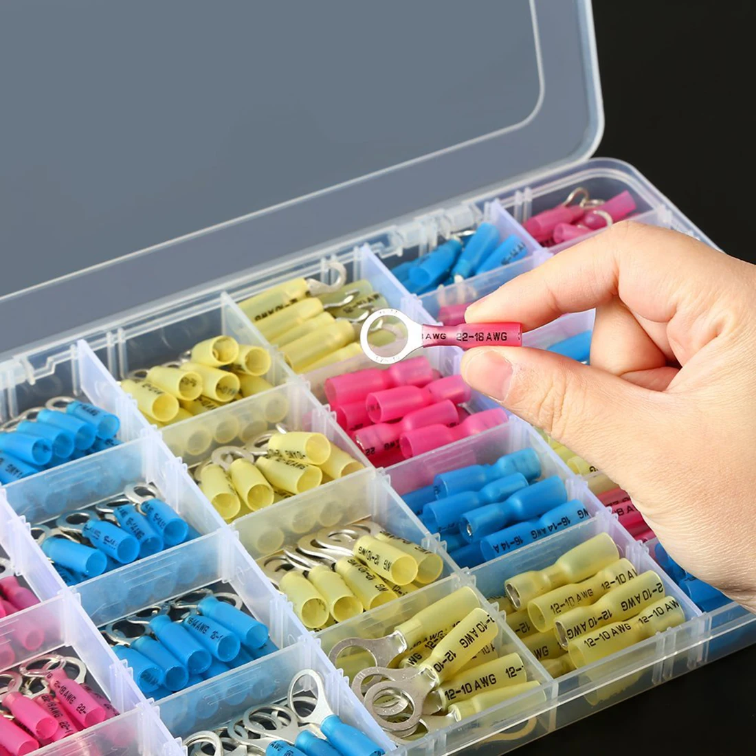 

BMBY-270 PCS Heat Shrink Wire Connector Kit Electrical Insulated Crimp Ring Butt Spade Waterproof Marine Automotive Terminals