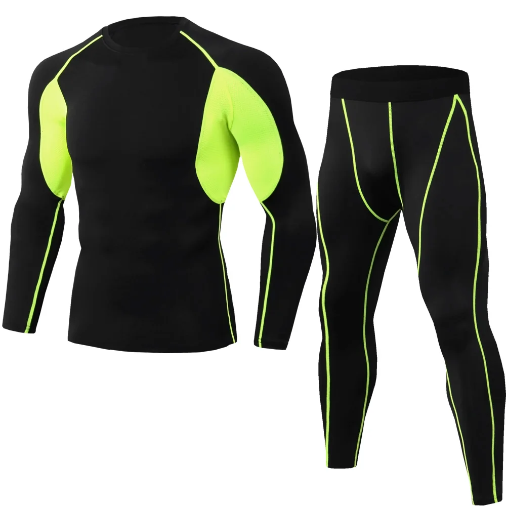 

Men MMA Boxing Long Sleeve Compression Pants Rashguard Fitness Long Sleeves Base Layer Skin Tight Men t shirt Men's Sport Suits