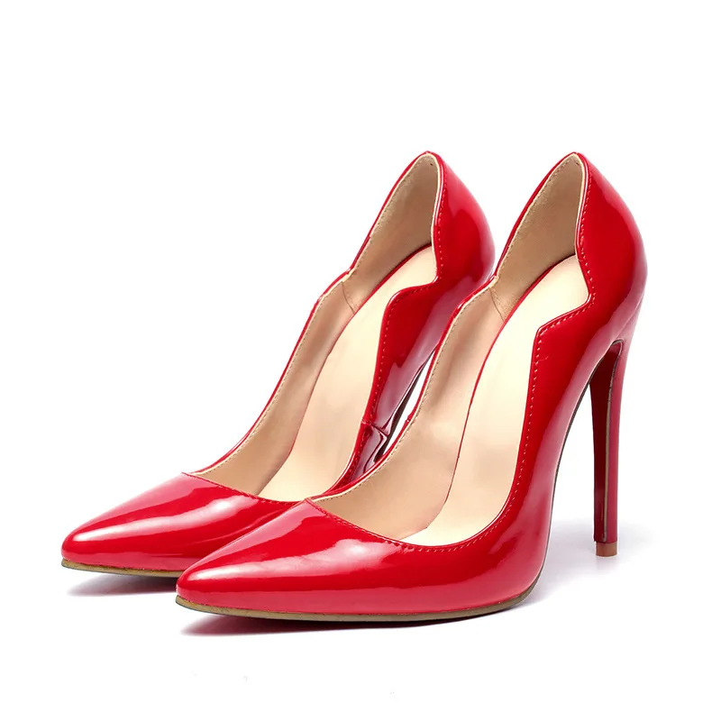 2018 Spring and Autumn New single shoes stiletto pointed fashion V mouth large size ladies high heels Super High (8cm-up) | Обувь