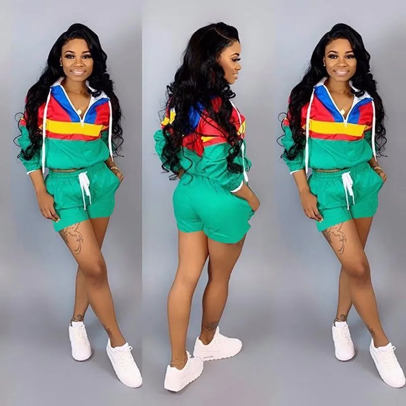 COKAGO Black Streetwear Sport Suit Women Pollover Long Sleeve Top+shorts Tracksuit Clothes 2019 S-XXXL Plus Size Outfit | Женская одежда