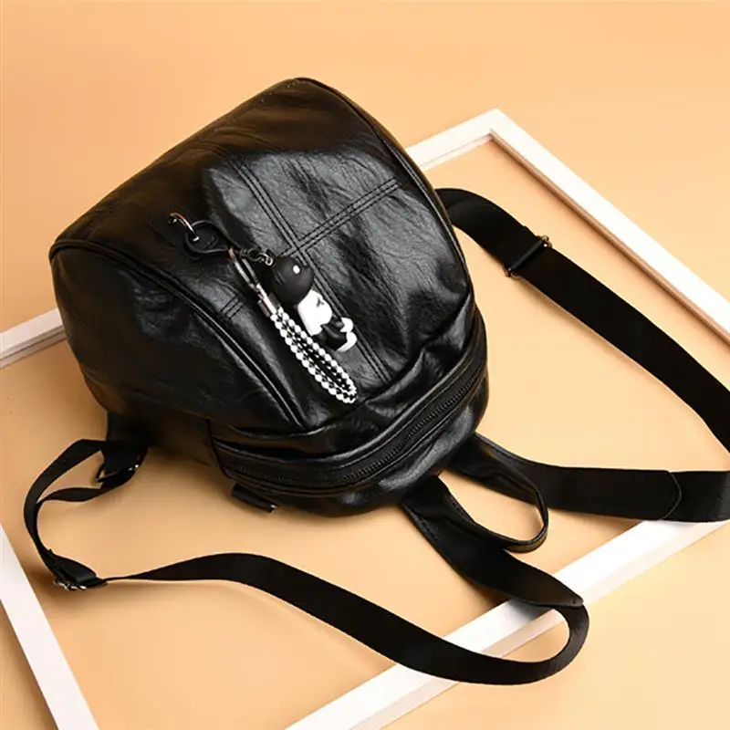 Fashion Small Women's Backpack Thread Design School For Girls PU Leather Travel Satchels with Hanging Ornament | Багаж и сумки
