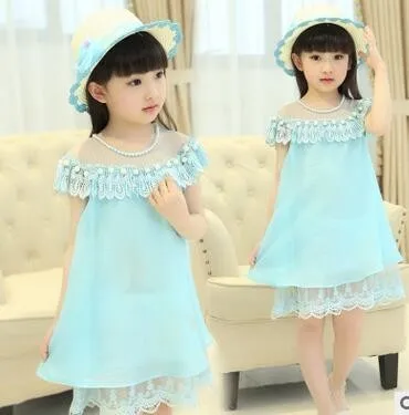 Платье принцессы для девочек детское вечернее платье шифоновое кружевное