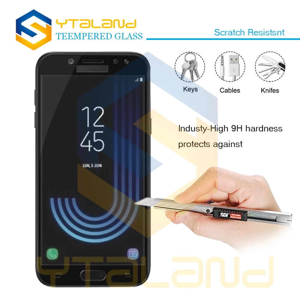 Ytaland 0 3 мм 9H + Полное покрытие закаленное стекло для Samsung Galaxy J3 J5 J7 2017 Premium Защитная