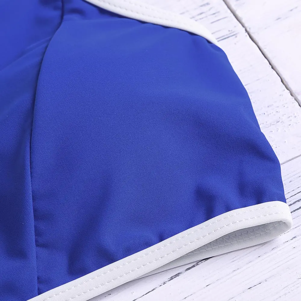 2019 Sexy Women Swimsuits Bikinis Scoop Neck Mesh Spliced Color Blocking Padded Female Swimming Bikini Set Beach Bathing Suit |