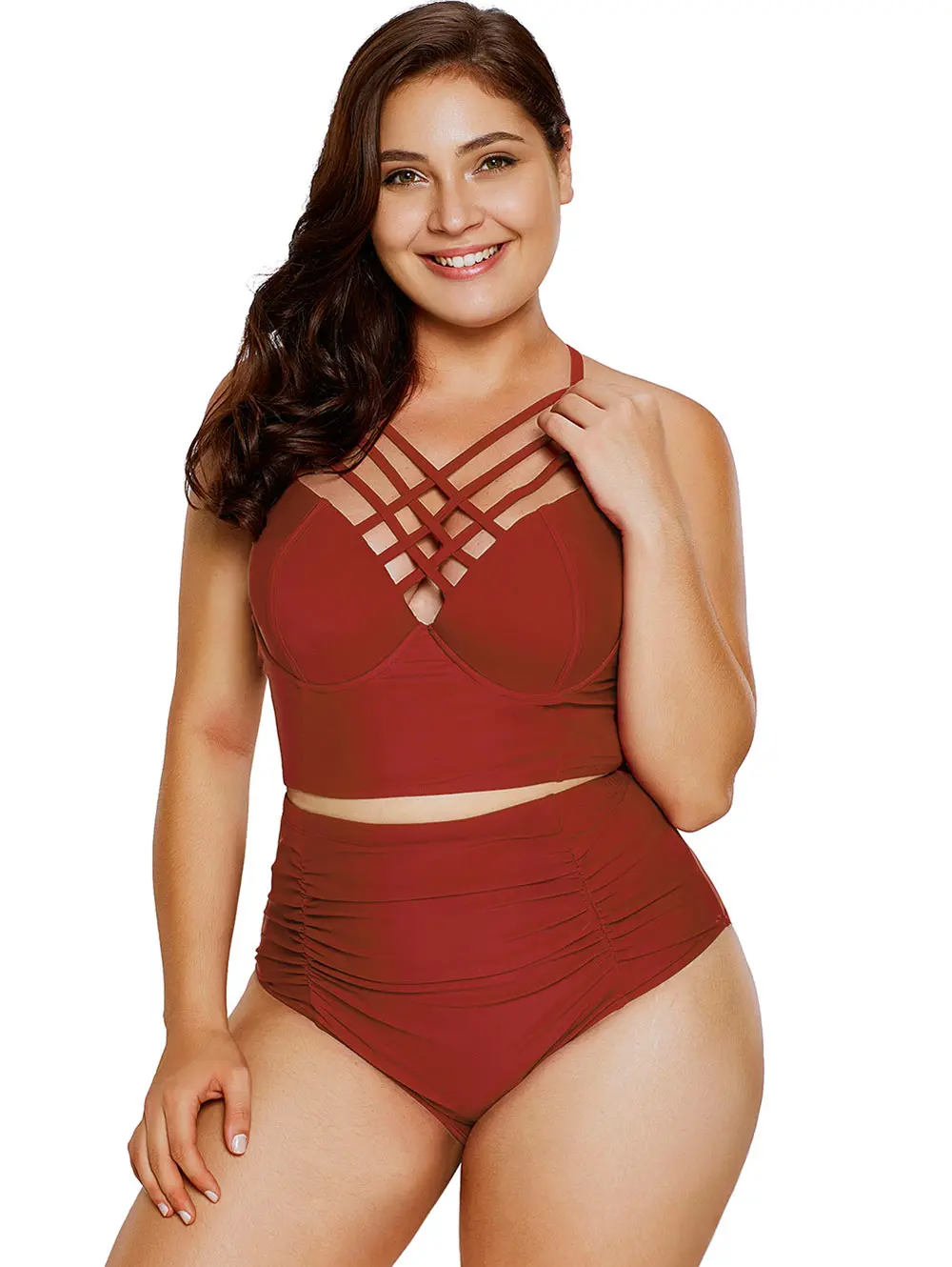 Wipalo размера плюс Criss на косточках Женский комплект тонких бретельках с высокой