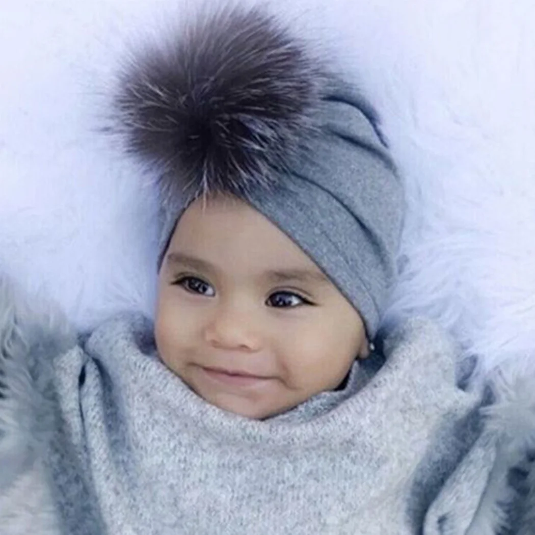 Fur Pompom Velvet Headband Baby Soft Elastic Hairband Kids Girls Headwrap Newborn Turban Bandanas Headwear Photography Prop | Детская