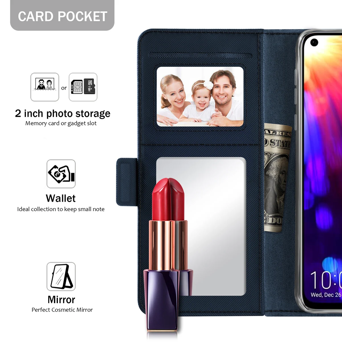 Чехол Кошелек для Huawei Honor 8X 8C 7C Max V20 Play из искусственной кожи с откидной подставкой
