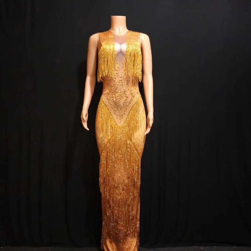

High Elastic Gold Quaste Oansatz Rayon Verband Dress Homecoming Party Dress