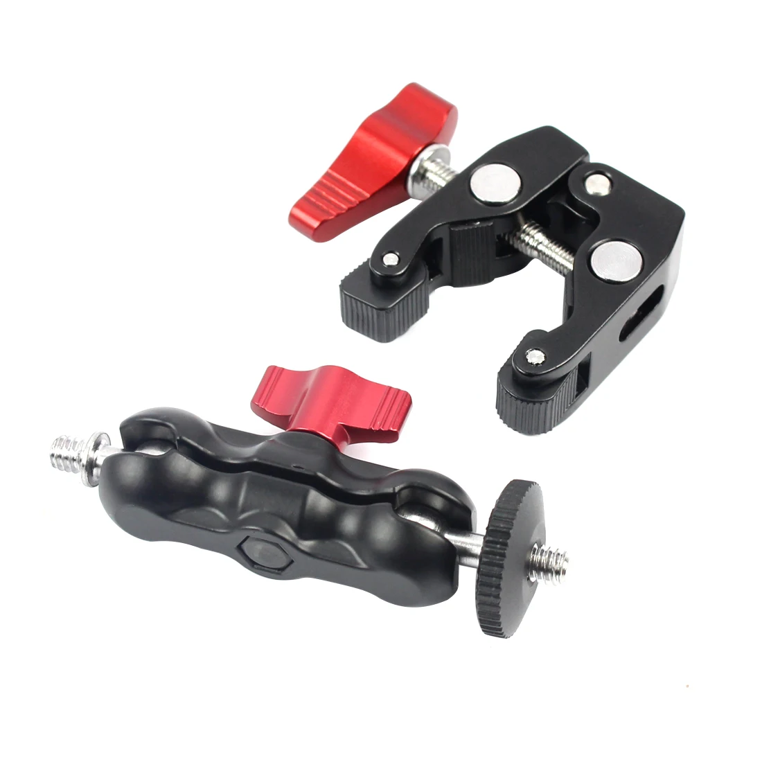 

Aluminum Magic Arm Dual 1/4" Ball Head Mount Handlebar Super Clamp for Hotshoe Monitor Tripod Rig for Canon Nikon DSLR Camera