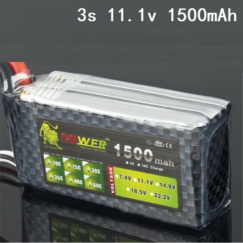 Литиевая батарея LION POWER 11 1 В 1500 мАч 35C для радиоуправляемых дронов вертолетов